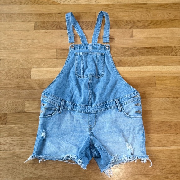 Isabel Maternity shortal overol corto size 4 denim raw hems light color - Picture 2 of 9